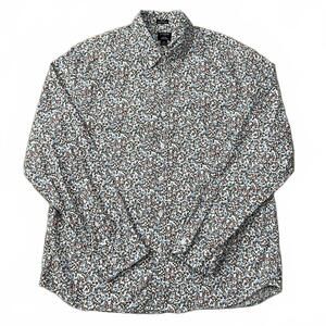 J. Crew Mens Flex Washed White Floral Printed Long Sleeve Shirt Slim Size XL